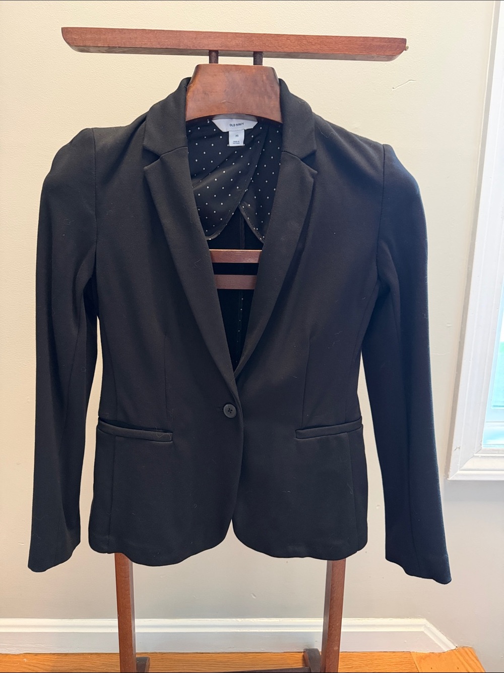 Old Navy Black Women's Single-Button Notch Lapel Blazer